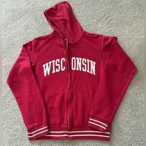 University of Wisconsin Red and White Full Zip Sweatshirt